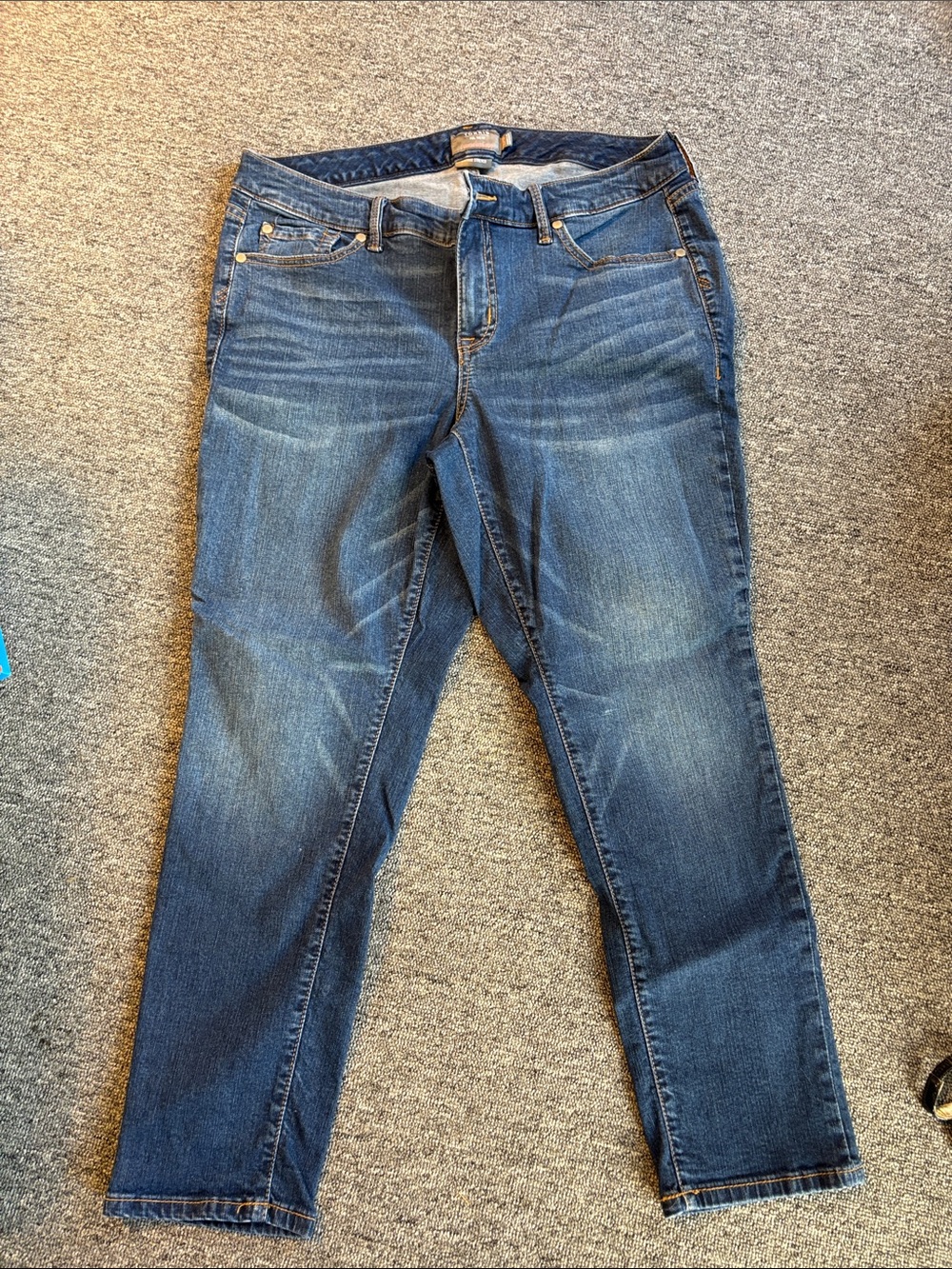 Express Women's Straight Leg Jeans in Dark Blue Denim